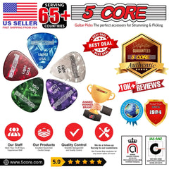 5Core Guitar Picks Celluloid Light Gauge 0.46mm Pick - Acoustic Electric Bass Guitars RED