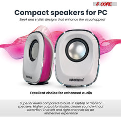 5Core Computer Speakers Pair 10W Combo Power PC Desktop Laptop Gaming External Speaker System Wired