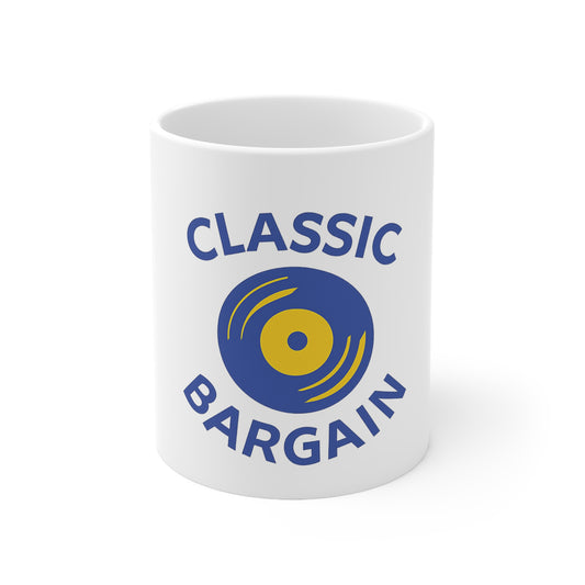 Classic Bargain Ceramic Mug — Vintage Record Design, 11oz & 15oz
