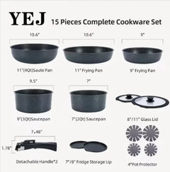 15-Piece Non-Stick Medical Stone Pan Set