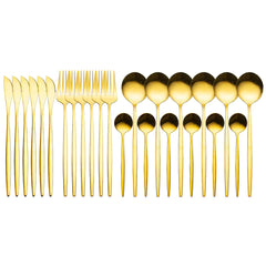 24pcs Gold Stainless Steel Cutlery Set