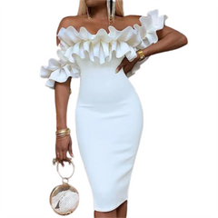 Elegant White Bodycon Evening Dress