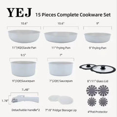 15-Piece Non-Stick Medical Stone Pan Set