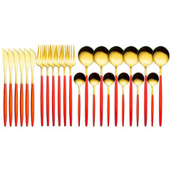 24pcs Gold Stainless Steel Cutlery Set