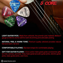 5Core Guitar Picks Celluloid Light Gauge 0.46mm Pick - Acoustic Electric Bass Guitars PURPLE