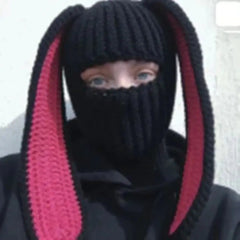 Masquerade Rabbit Knitted Balaclava Hat