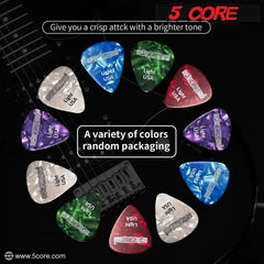 5Core Guitar Picks Celluloid Light Gauge 0.46mm Pick - Acoustic Electric Bass Guitars RED