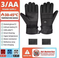 Heated Waterproof Motorcycle Gloves – Battery-Powered, Touchscreen, Winter Ski and Racing Gloves