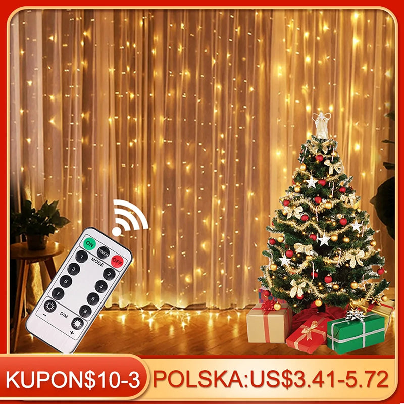 Christmas Lights Curtain Garland