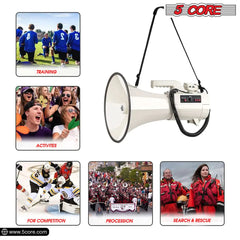 5Core Megaphone Bullhorn Speaker 100W Professional Bull Horn Battery Power Megafono 2000Yard Range 4501