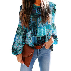 Bohemian Print Loose Sleeve Blouse