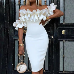 Elegant White Bodycon Evening Dress