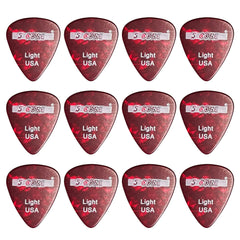 5Core Guitar Picks Celluloid Light Gauge 0.46mm Pick - Acoustic Electric Bass Guitars RED