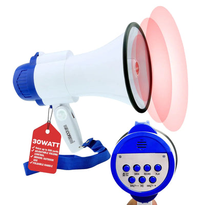 5Core Megaphone Bullhorn Speaker 30W Mini Bull Horn Battery Power Megafono 800 Feet USB